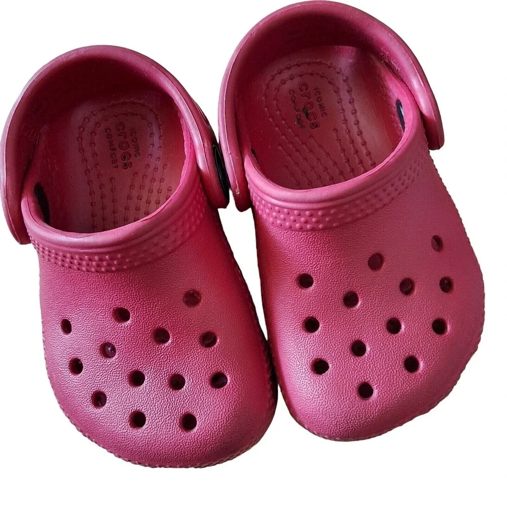 CROCS Clog Shoes Toddler C4 RED SLlip on Waterproof‎ Girls Sandals